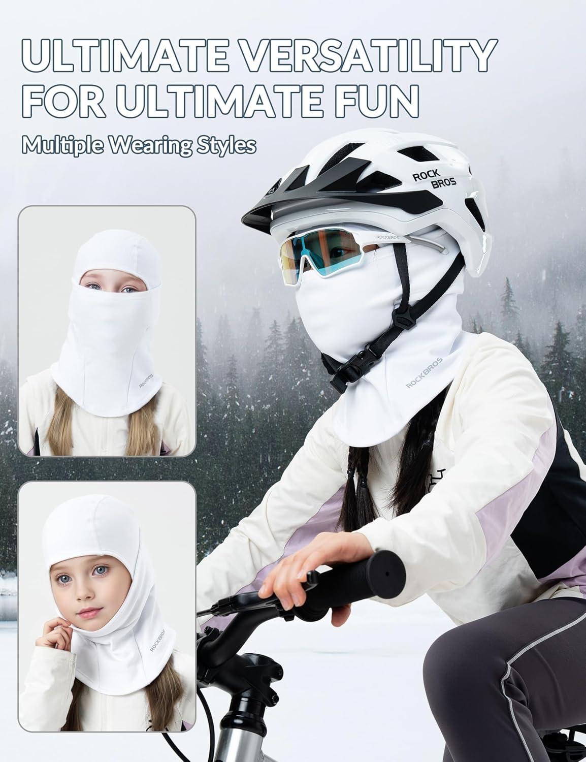 imageROCKBROS Ski Mask for Kids Balaclava Windproof Winter Mask for Cold Weather Neck Gaiter for Skiing Snowboarding OutdoorWhite