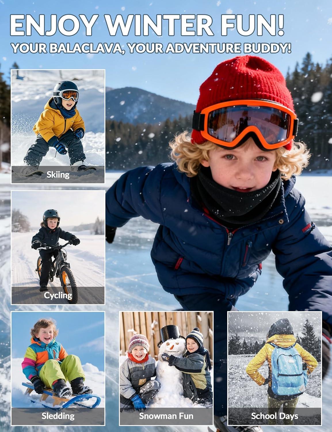 imageROCKBROS Ski Mask for Kids Balaclava Windproof Winter Mask for Cold Weather Neck Gaiter for Skiing Snowboarding OutdoorWhite