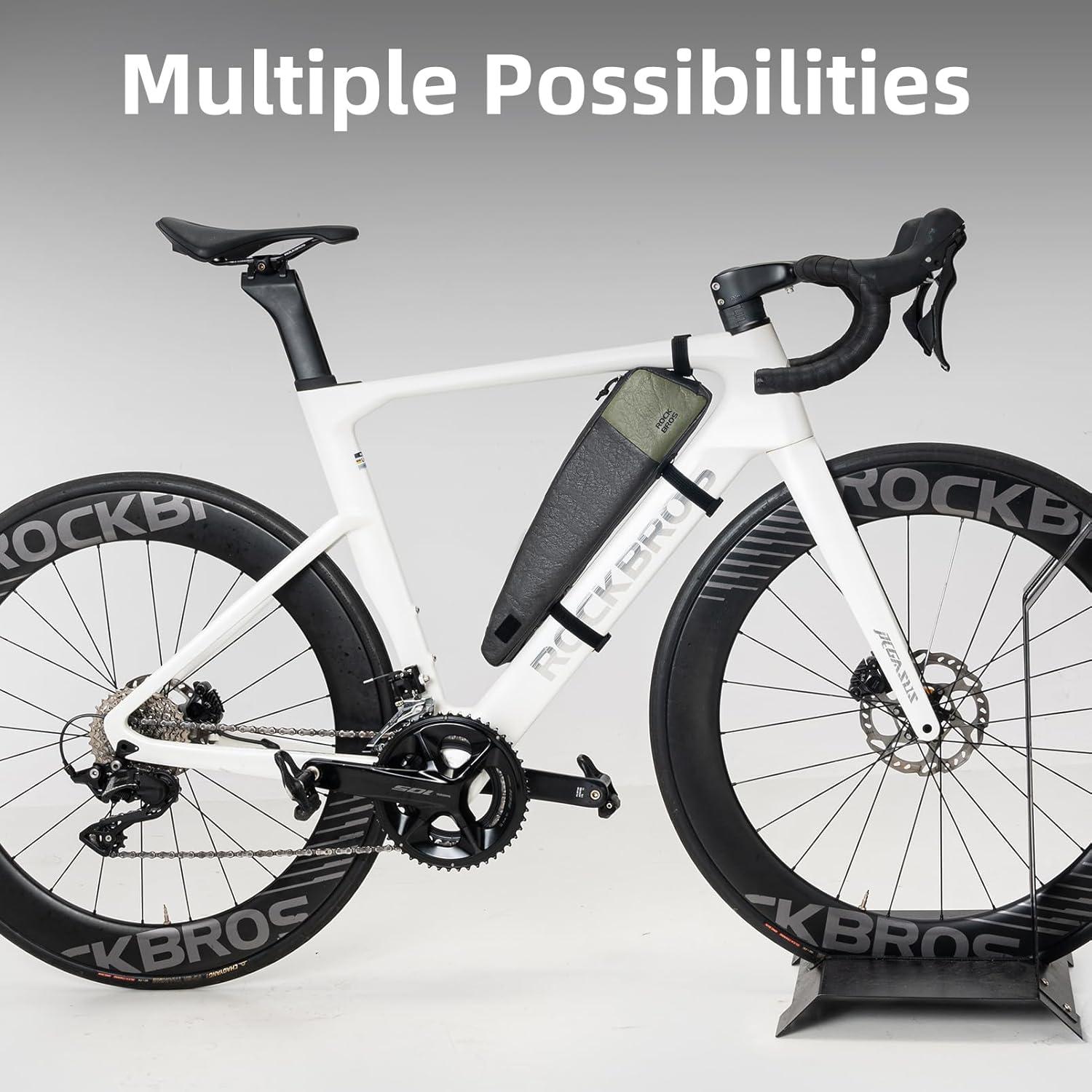 imageROCKBROS Stickers Personality Top Tube Bike Bag Recyclable amp WaterResistant for Splashes Extra Long Bicycle Frame Bag for Mountain Road EBike EcoFriendly Dyson Paper Series