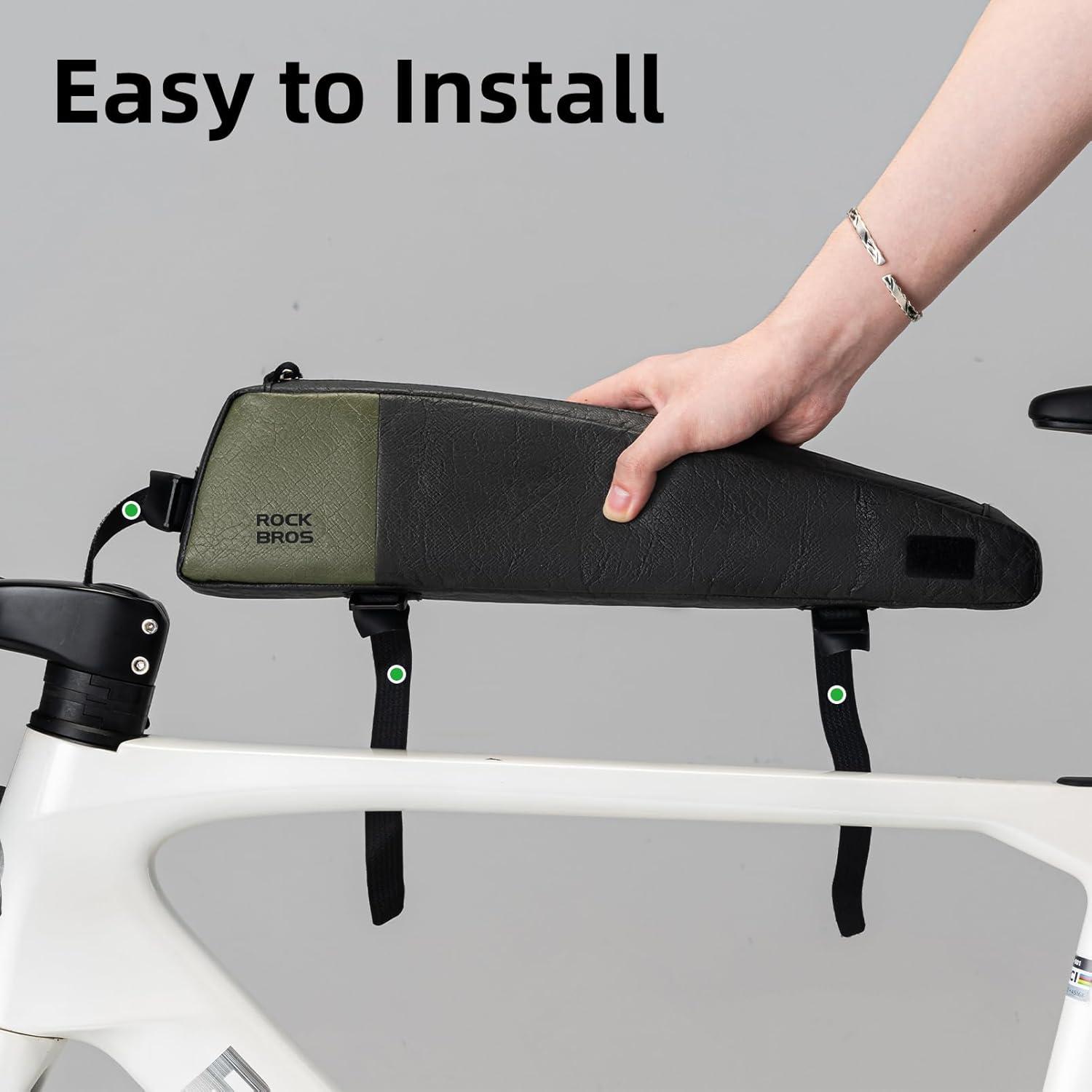 imageROCKBROS Stickers Personality Top Tube Bike Bag Recyclable amp WaterResistant for Splashes Extra Long Bicycle Frame Bag for Mountain Road EBike EcoFriendly Dyson Paper Series