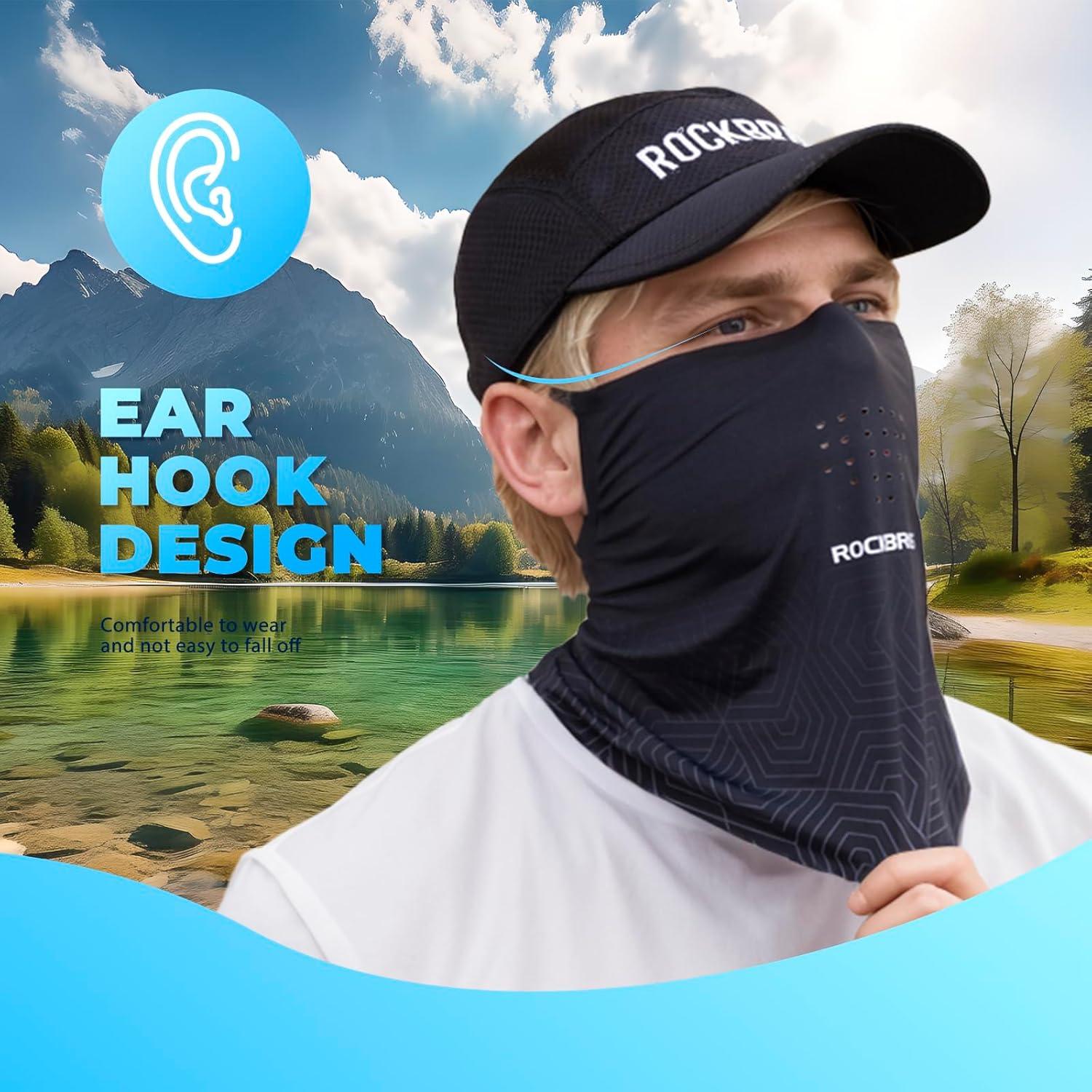 imageROCKBROS Summer Cooling Neck Gaiter for Men Women Face Cover for Sun Protection Breathable Balaclava for CyclingBlack