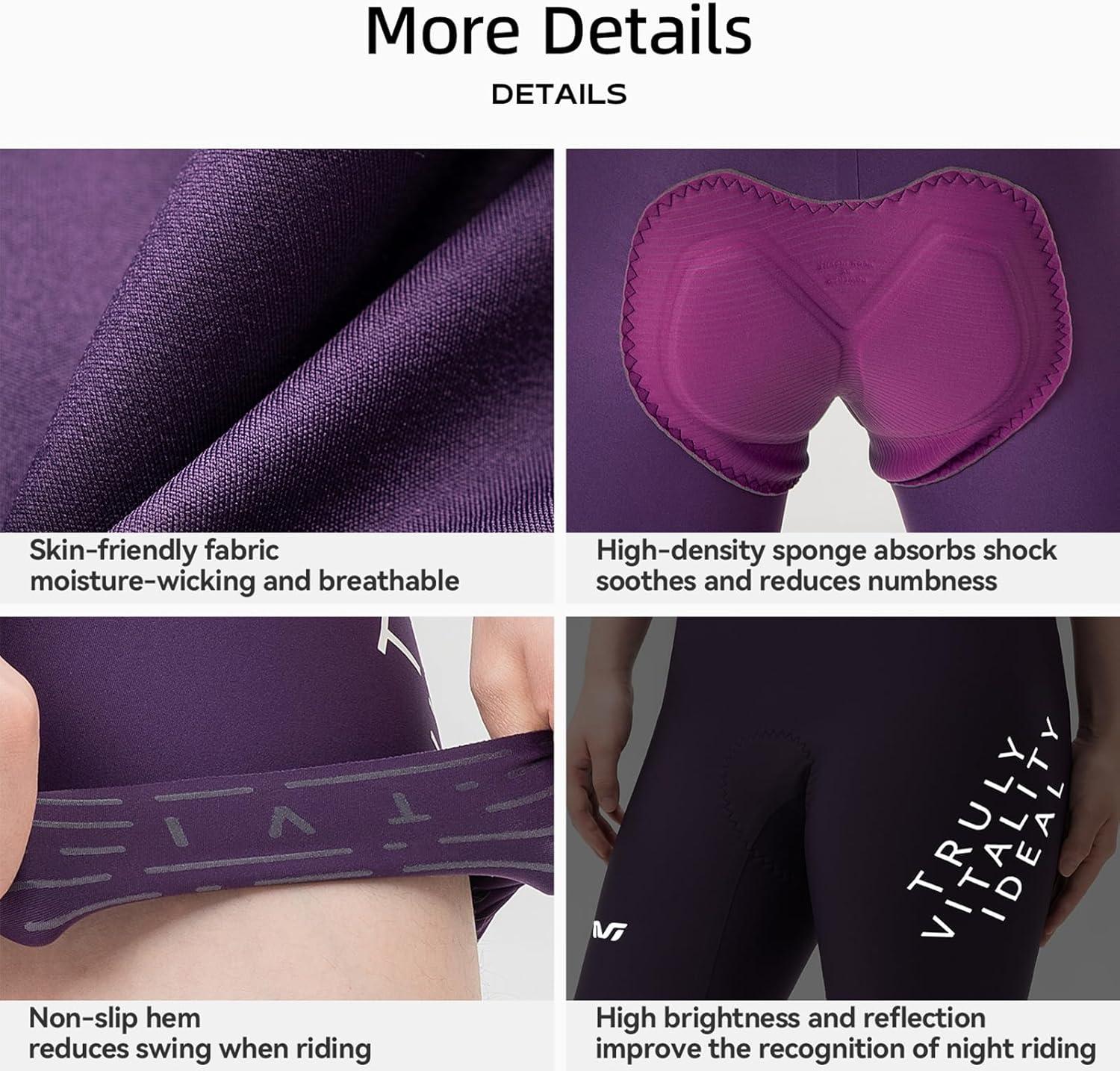 imageROCKBROS TVI Padded Biker Shorts Women Breathable Cycling Shorts Women for Cycling Running MTBPurple