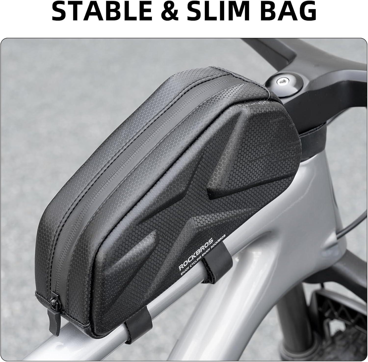 imageROCKBROS Top Tube Bag Hard Shell Bike Tube Bag Pouch 14L Capacity Bike Frame Bag Cycling Accessories