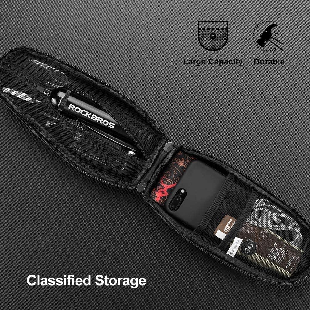 imageROCKBROS Top Tube Bike Bag EVA Bicycle Pouch Storage Pack Water Resistant Phone Bag Below 6265 for Mountain amp Road BikeLarge15L
