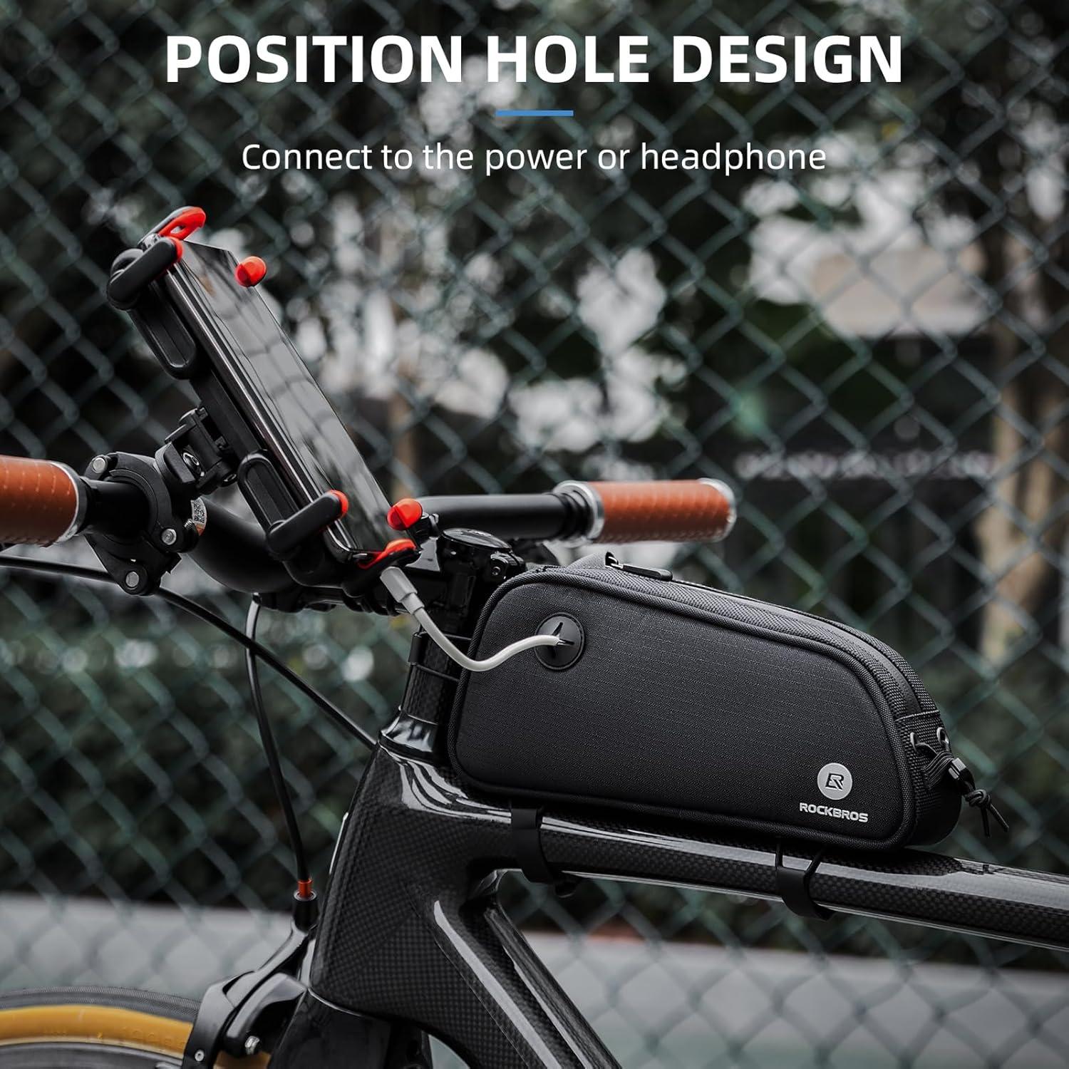 imageROCKBROS Top Tube Bike Bag Bicycle Front Frame Bag Bike Accessories Pouch Compatible with iPhone 141312 Pro Galaxy S22S21STYLE 2