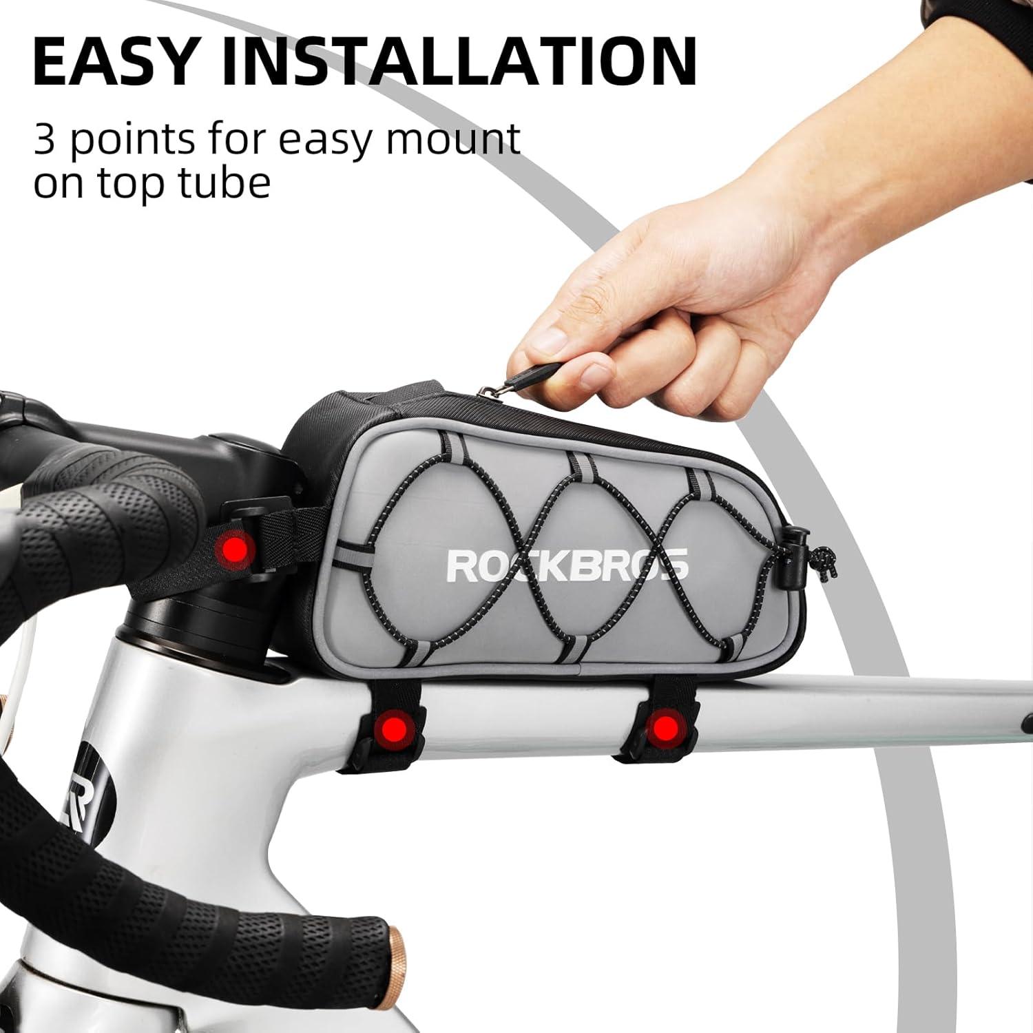 imageROCKBROS Top Tube Bike Bag Bicycle Front Frame Bag Bike Accessories Pouch Compatible with iPhone 141312 Pro Galaxy S22S21STYLE 3