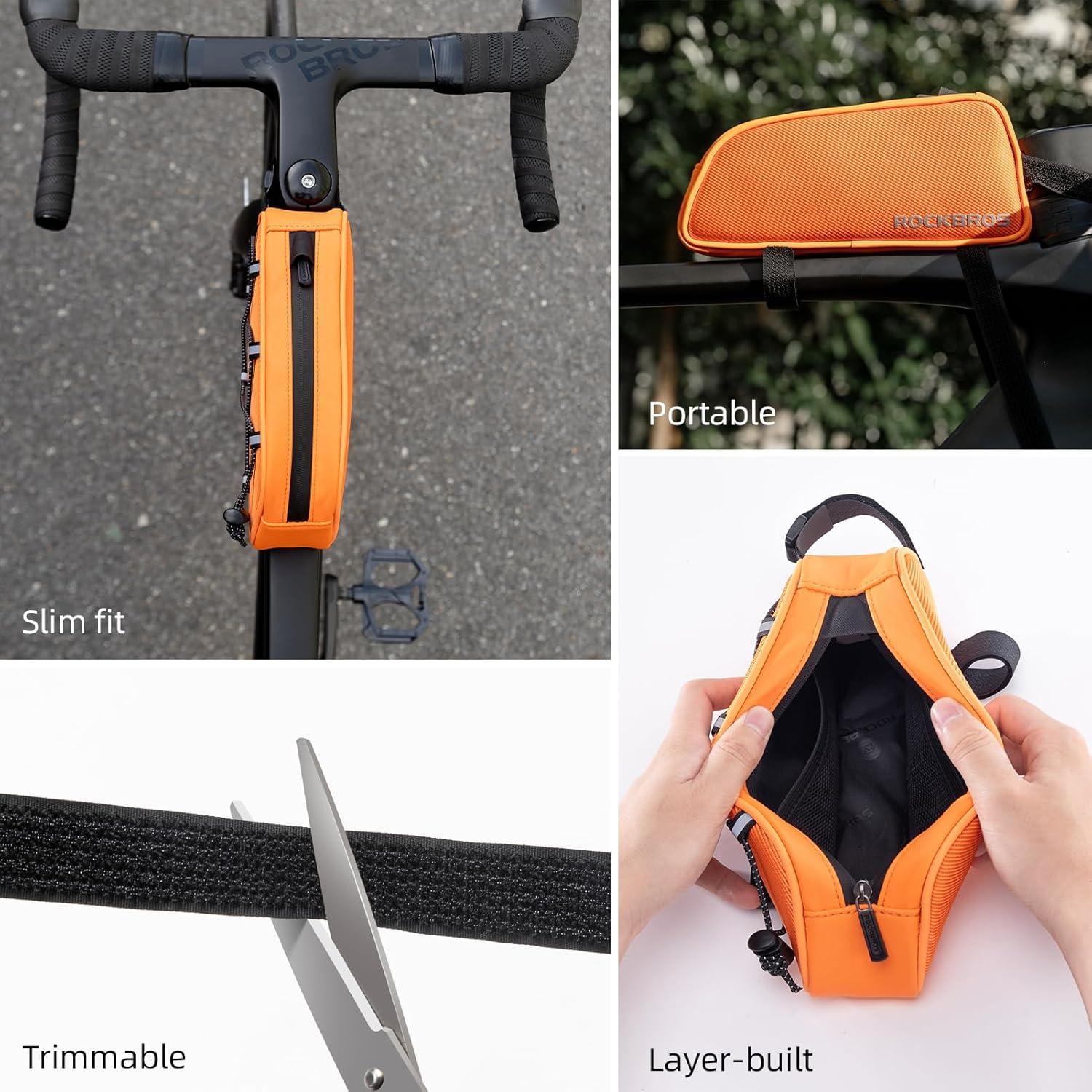 imageROCKBROS Top Tube Bike Bag Bicycle Front Frame Bag Bike Accessories Pouch Compatible with iPhone 141312 Pro Galaxy S22S21STYLE 4