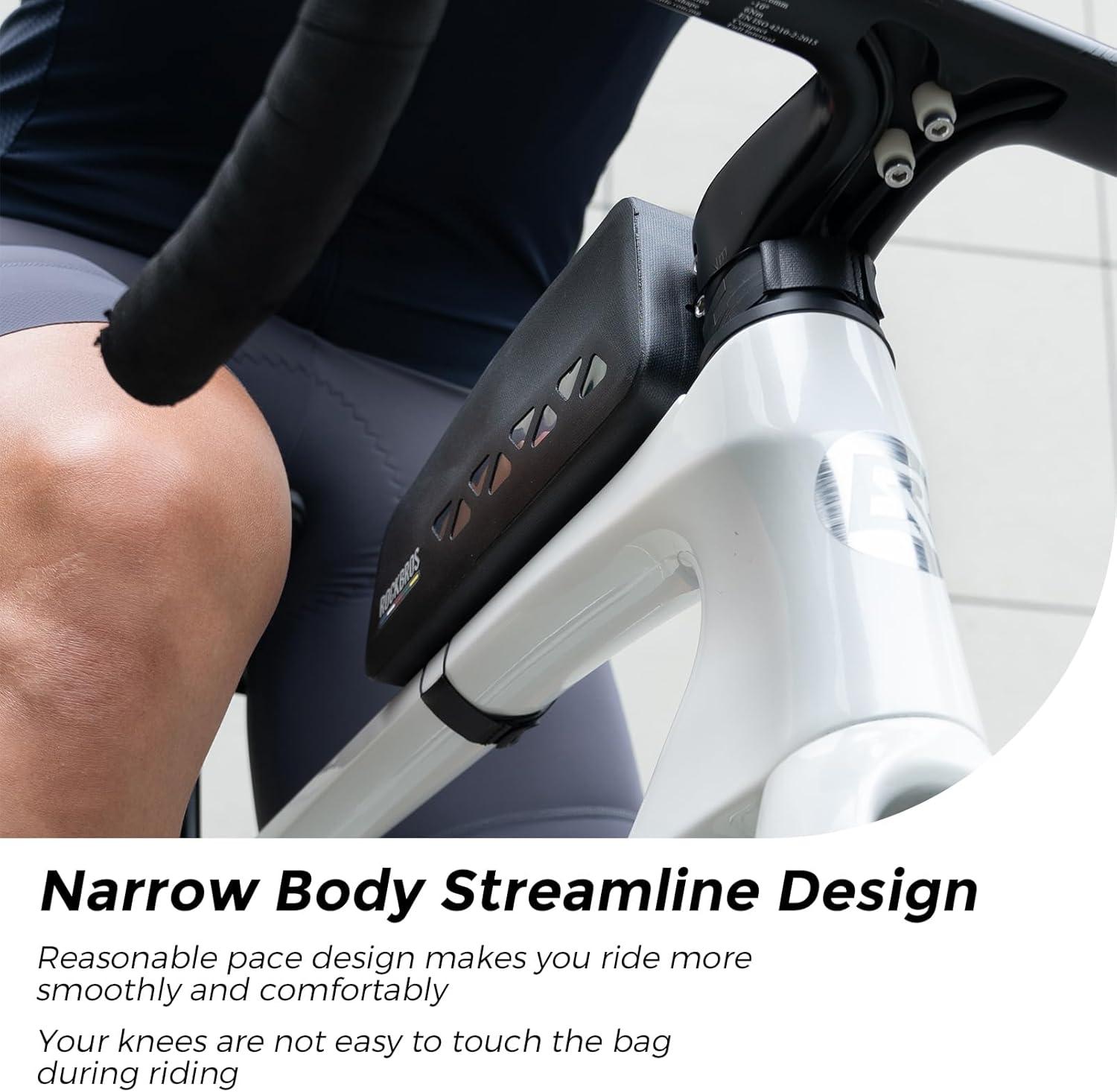 imageROCKBROS Top Tube Bike Bag Waterproof Bike Frame Bag Lightweight Buckle Lock Design TPU Material Top Tube Bag Easy Install Cycling Top Tube Front Frame Pack 1L CapacityOrange