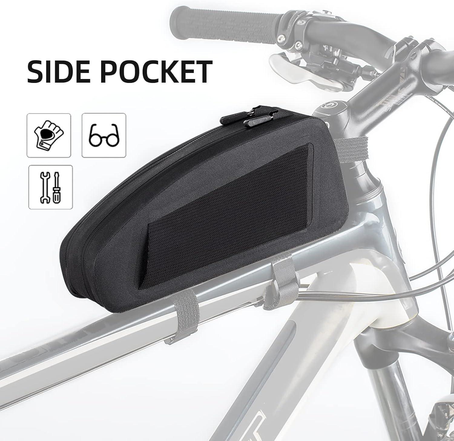 imageROCKBROS Top Tube Bike Frame Bag Waterproof Two Zipper Pockets Pouch for BicyclesLarge16L