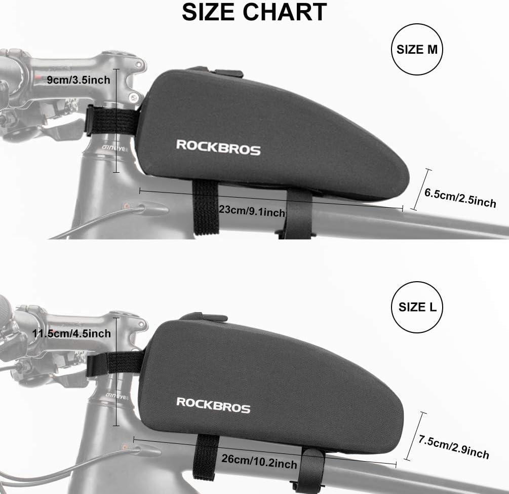 imageROCKBROS Top Tube Bike Frame Bag Waterproof Two Zipper Pockets Pouch for BicyclesMedium10L
