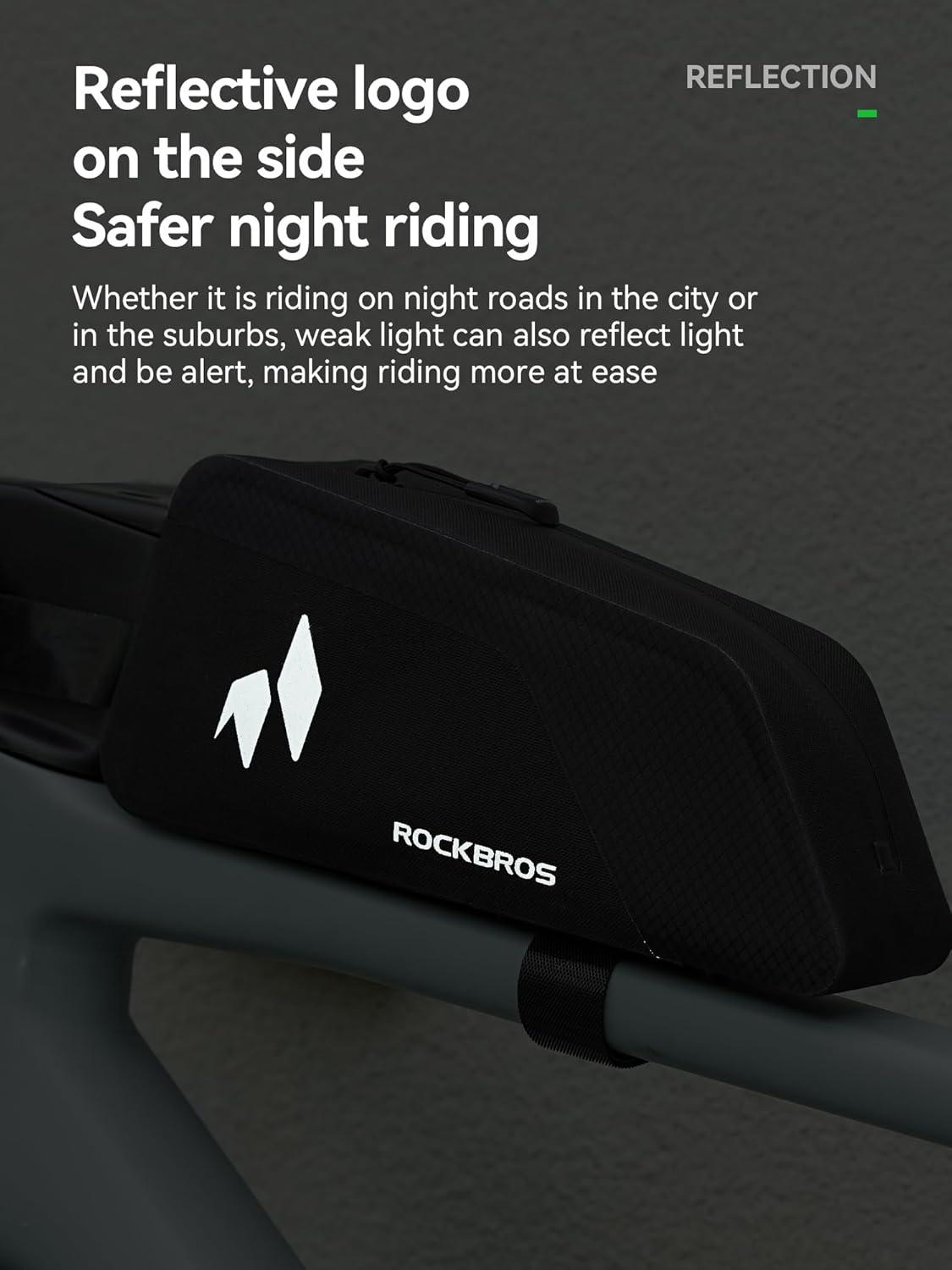 imageROCKBROS Top Tube Bike Frame Bag with Support Plate Waterproof Seamless 1piece Construction Bicycle Storage Front Bag EBike Accessories Fits for Outdoor Journey Gravel MTB Road Cycling Gear