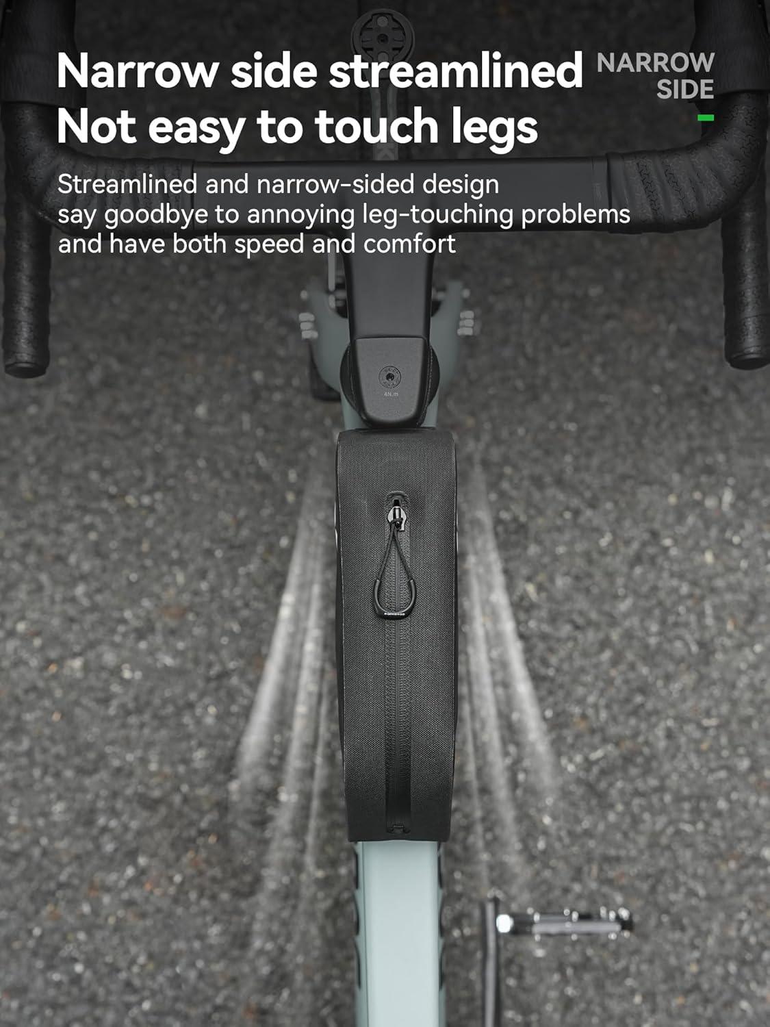 imageROCKBROS Top Tube Bike Frame Bag with Support Plate Waterproof Seamless 1piece Construction Bicycle Storage Front Bag EBike Accessories Fits for Outdoor Journey Gravel MTB Road Cycling Gear