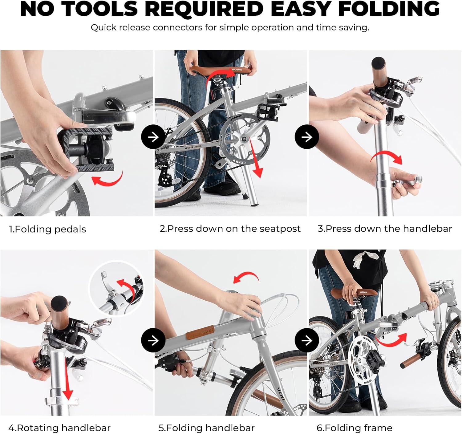 imageROCKBROS VDS 20 Inch for Adults 26lb Lightweight Foldable Bike for Women amp Men Shimano 8Speed Adult Folding Bicycle with Disc Brakes Portable Commuter City Bikesilver