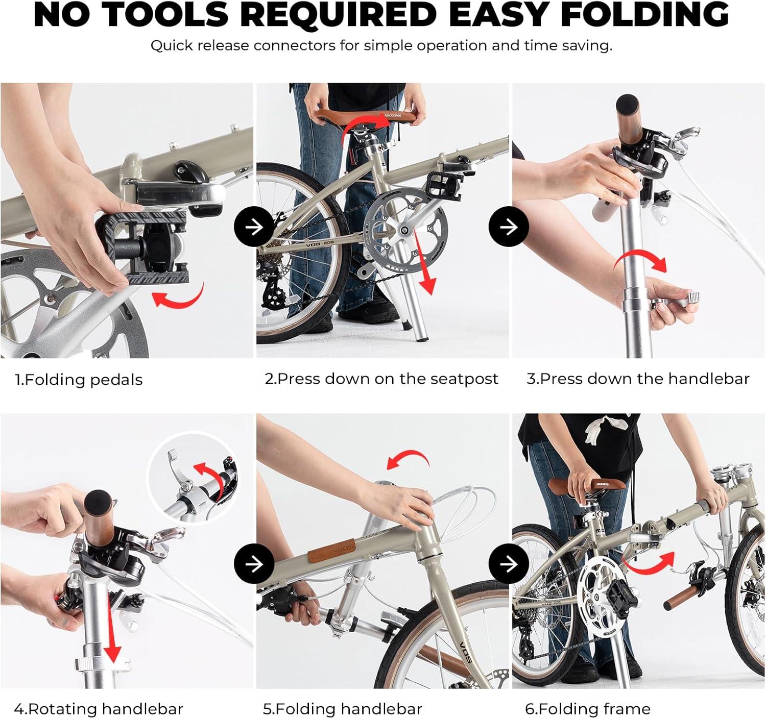 imageROCKBROS VDS 20 Inch for Adults 26lb Lightweight Foldable Bike for Women amp Men Shimano 8Speed Adult Folding Bicycle with Disc Brakes Portable Commuter City Bikegray