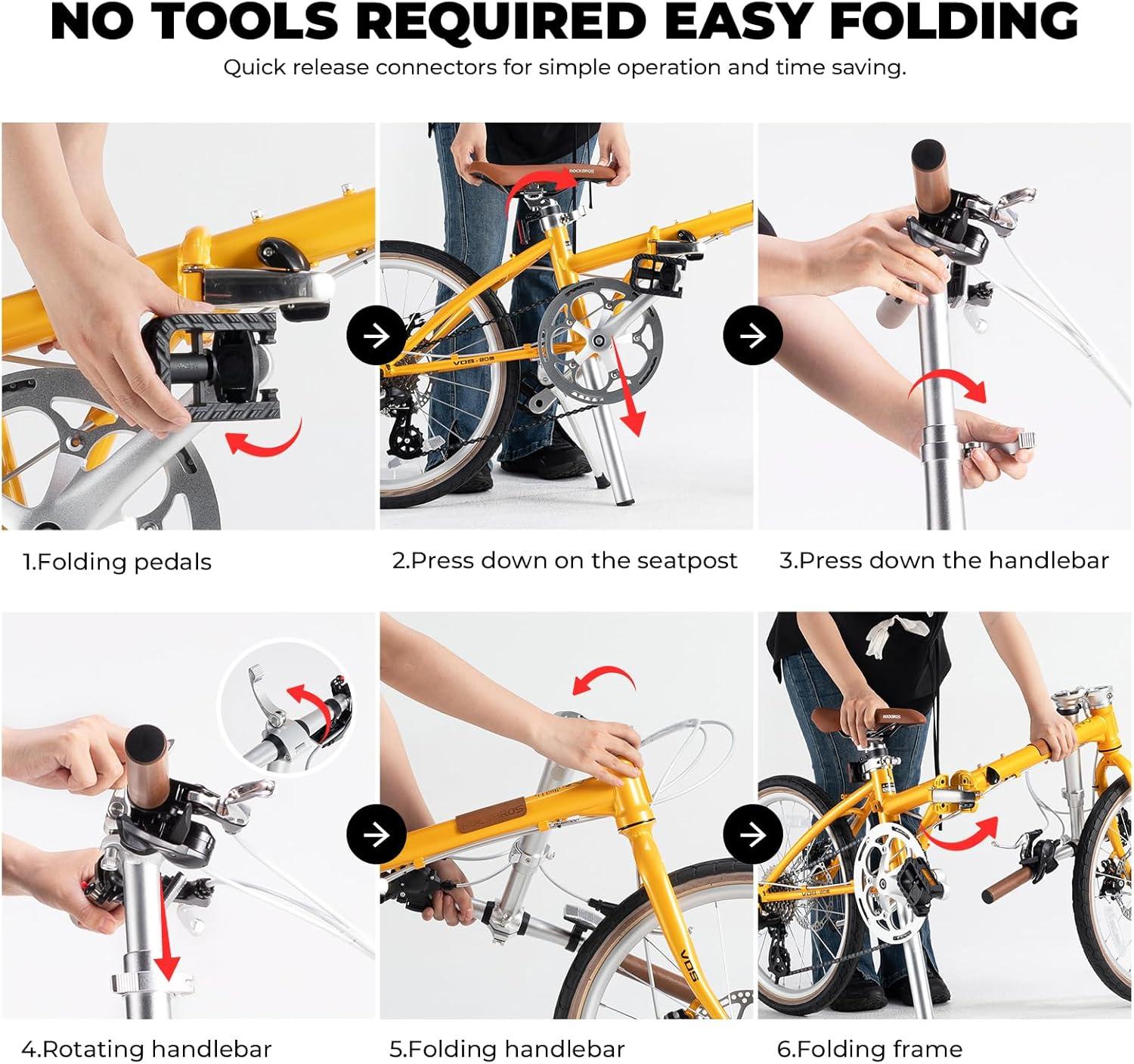 imageROCKBROS VDS 20 Inch for Adults 26lb Lightweight Foldable Bike for Women amp Men Shimano 8Speed Adult Folding Bicycle with Disc Brakes Portable Commuter City Bikeyellow