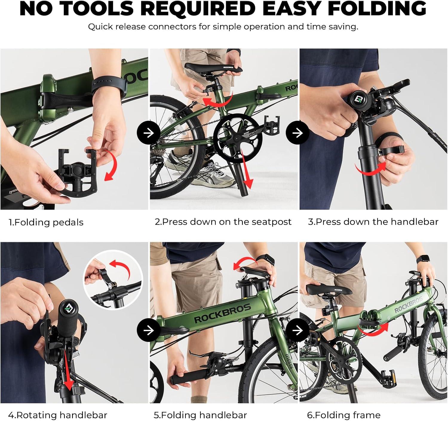 imageROCKBROS VDS 20 Inch for Adults 26lb Lightweight Foldable Bike for Women amp Men Shimano 8Speed Adult Folding Bicycle with Disc Brakes Portable Commuter City Bikegreen