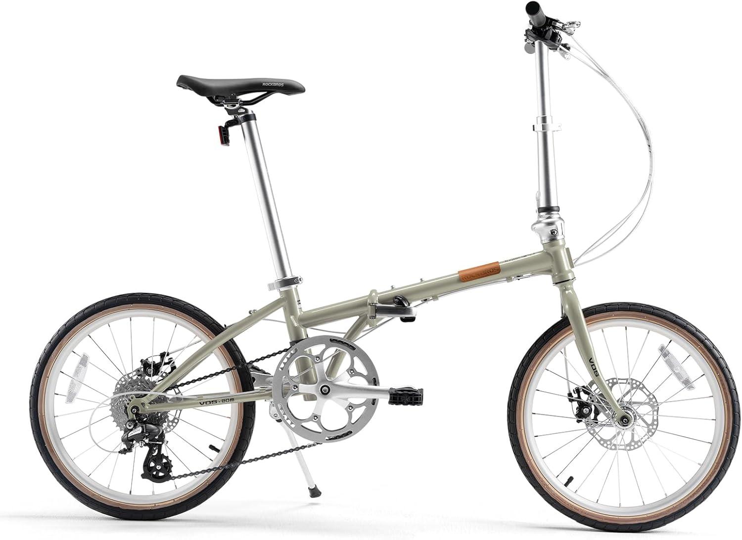 imageROCKBROS VDS 20 Inch for Adults 26lb Lightweight Foldable Bike for Women amp Men Shimano 8Speed Adult Folding Bicycle with Disc Brakes Portable Commuter City Bikegray