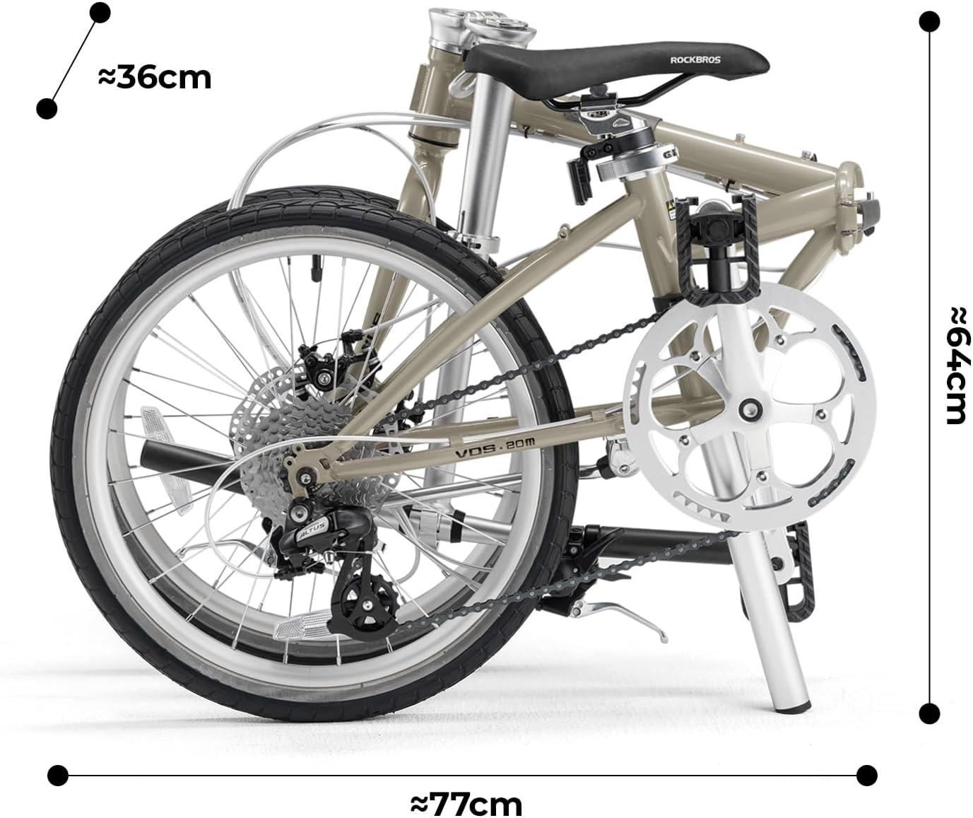 imageROCKBROS VDS 20 Inch for Adults 26lb Lightweight Foldable Bike for Women amp Men Shimano 8Speed Adult Folding Bicycle with Disc Brakes Portable Commuter City Bikegray