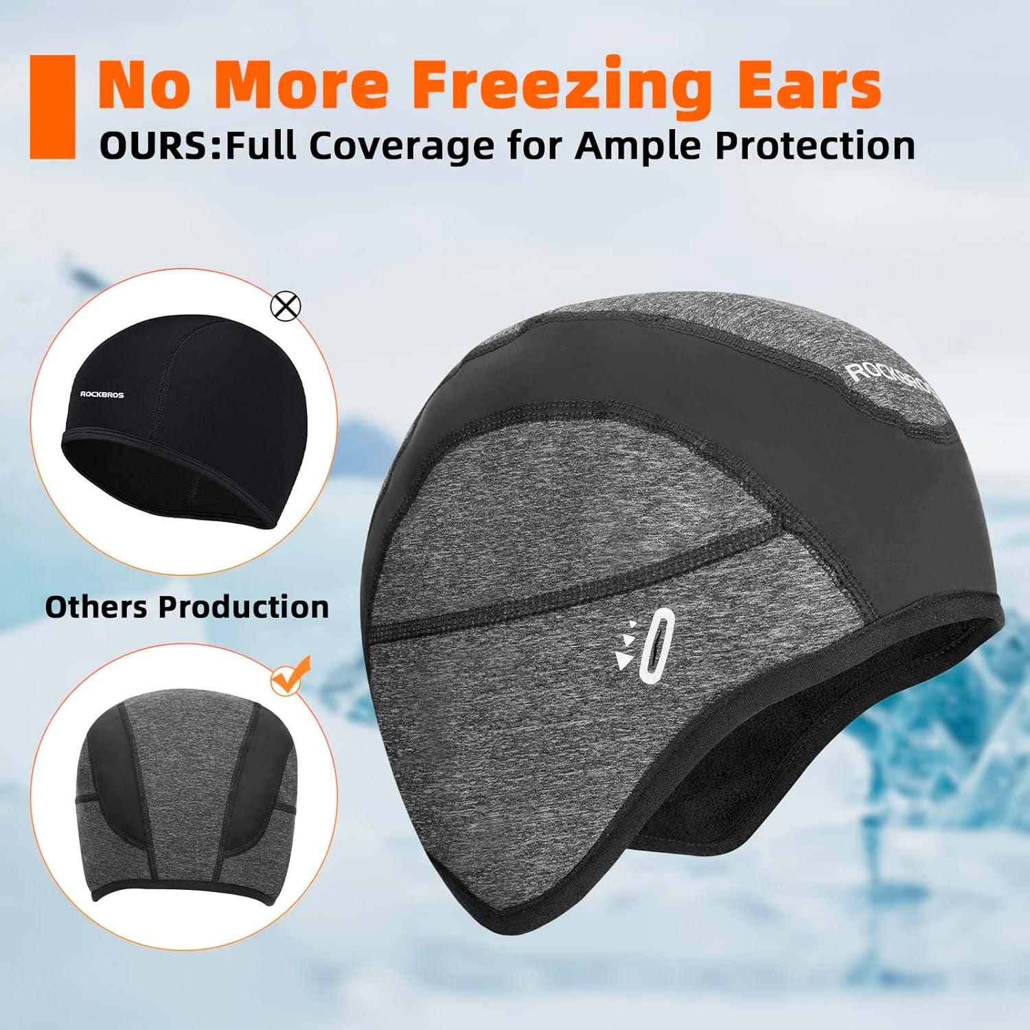 imageROCKBROS Winter Cycling Caps for Men Women Windproof Cycling Hat with Sun Visor Under Helmet Liner BlackNo Sun Visor Style One1 Pack