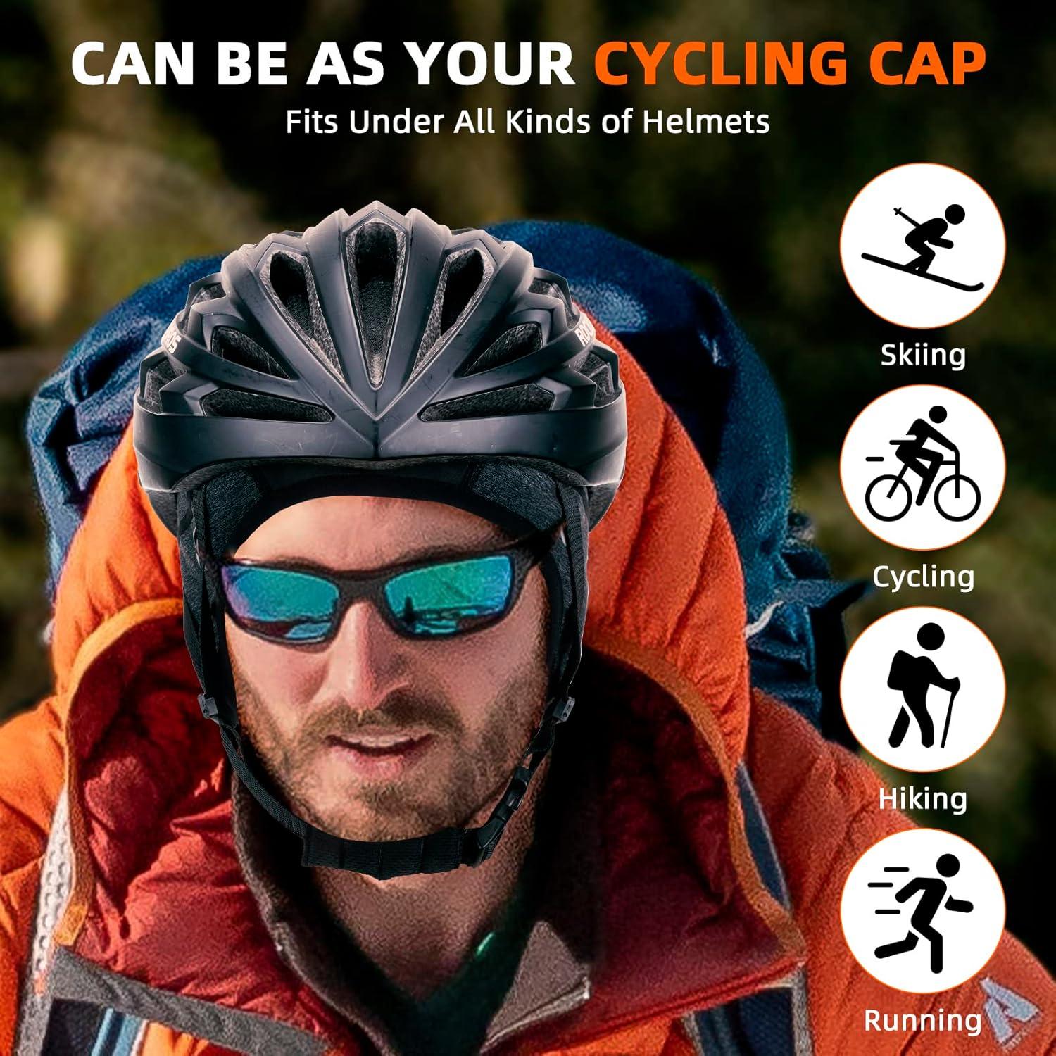 imageROCKBROS Winter Cycling Caps for Men Women Windproof Cycling Hat with Sun Visor Under Helmet Liner BlackNo Sun Visor Style One1 Pack