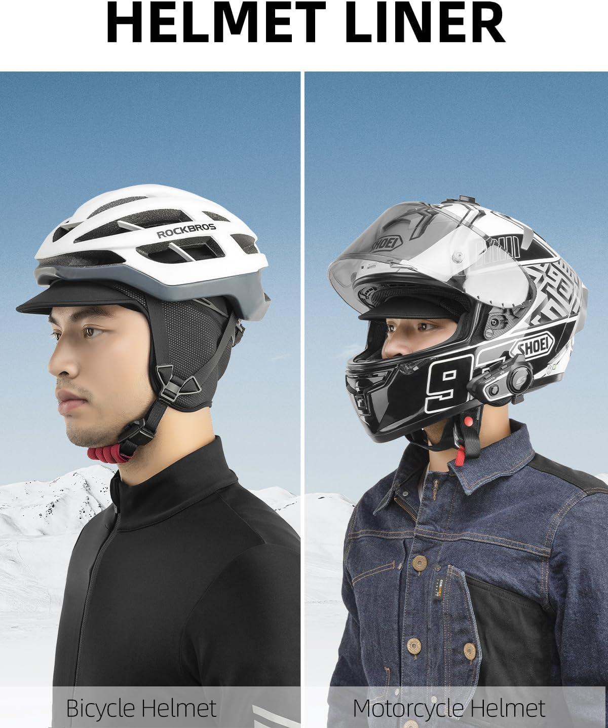 imageROCKBROS Winter Cycling Caps for Men Women Windproof Cycling Hat with Sun Visor Under Helmet Liner BlackWith Sun Visor1 Pack