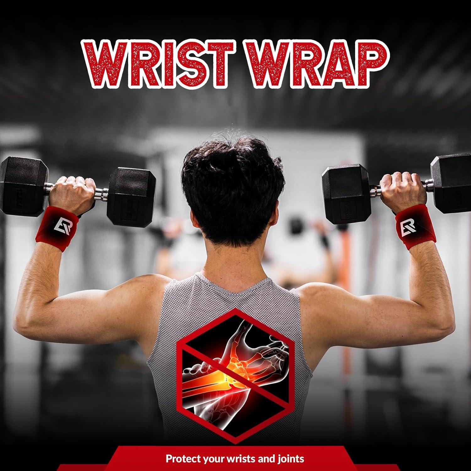 imageROCKBROS Wrist Wraps for Weightlifting 22 Weight Lifting Wrist Wraps with Thumb Loop Premium Quality Wrist Straps for Powerlifting Competition Strength Training Bodybuilding