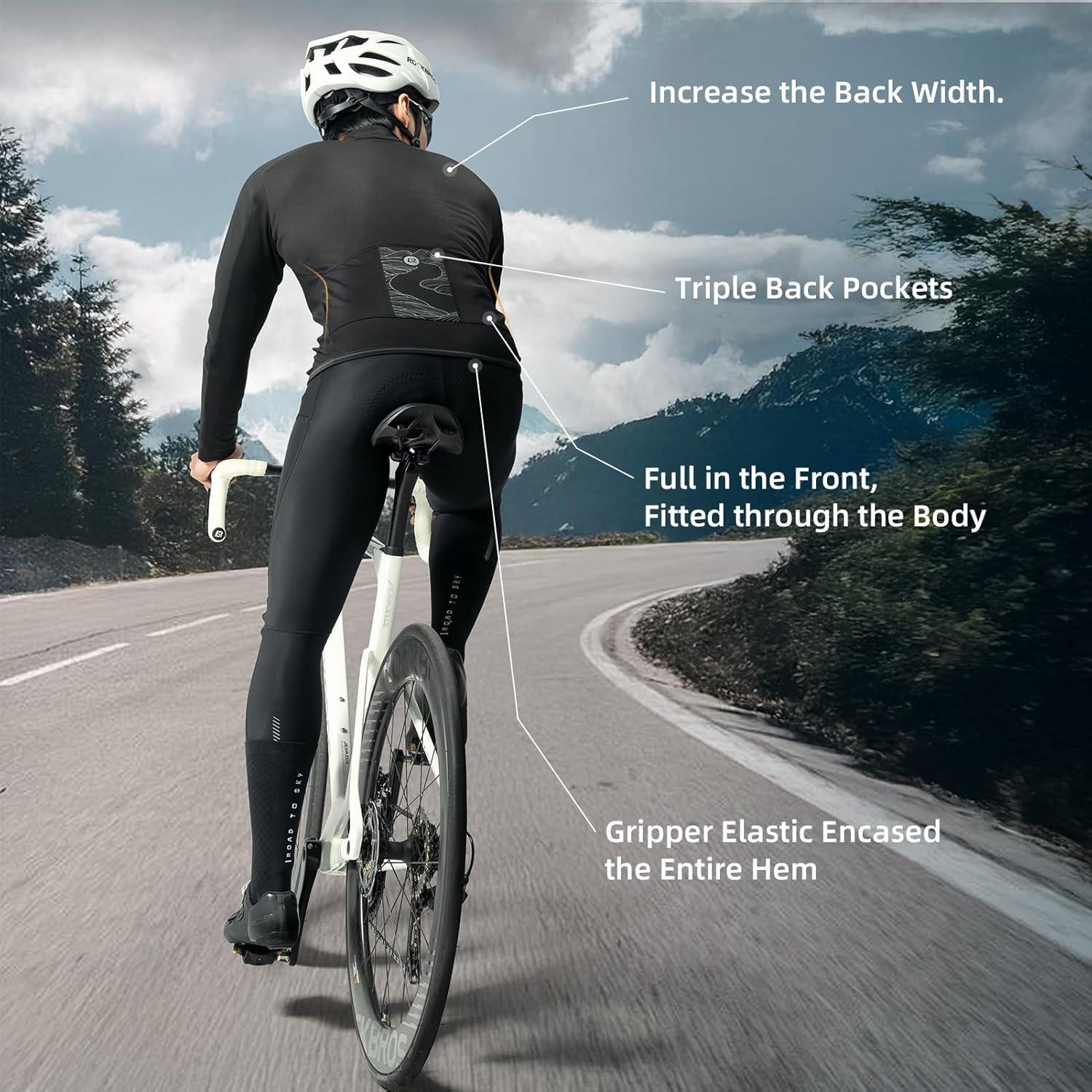 imageROCKBROS winter cycling jacket for men womanWarm long sleeves fleece windproof jacket for cyclingblack