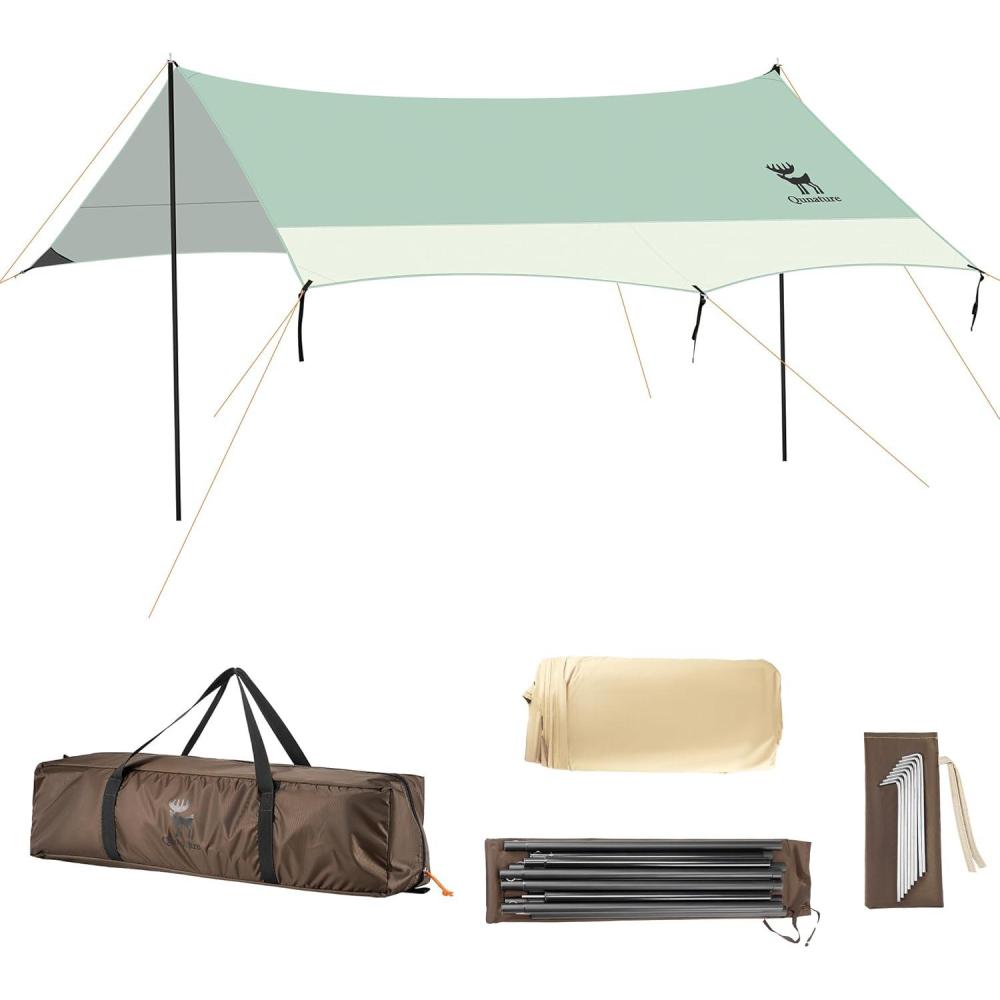 imageBeach Tent Camping Sun Shelter 1378 x 141ft Easy to Set Up Beach Shade UPF 50 Waterproof Beach Shade Tent for 1012 Person Outdoor Tent for Beach Camping Fishing Picnicgreen
