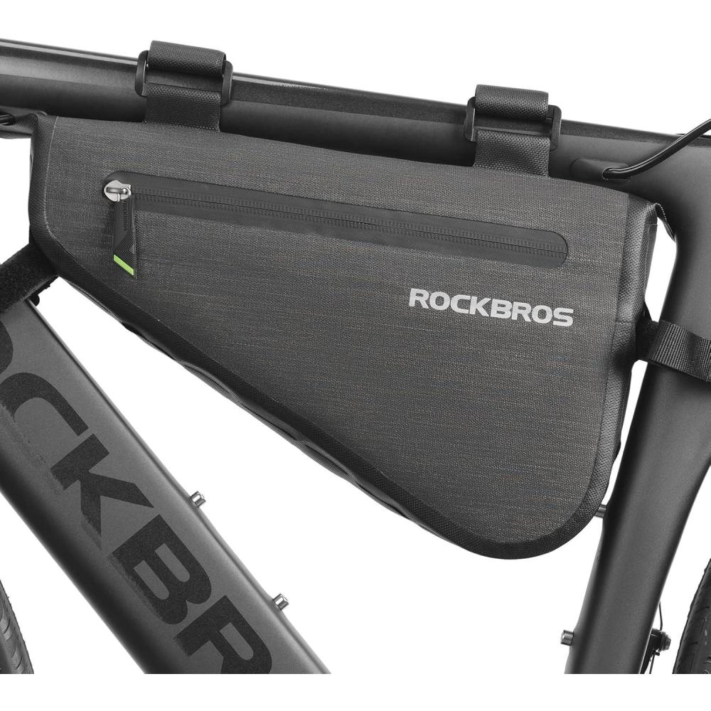 imageROCKBROS 25L Bike Bicycle Frame Bag Waterproof Bikepacking Bike Bag Triangle Frame Bag Large Bike Storage Bag Under Frameblack