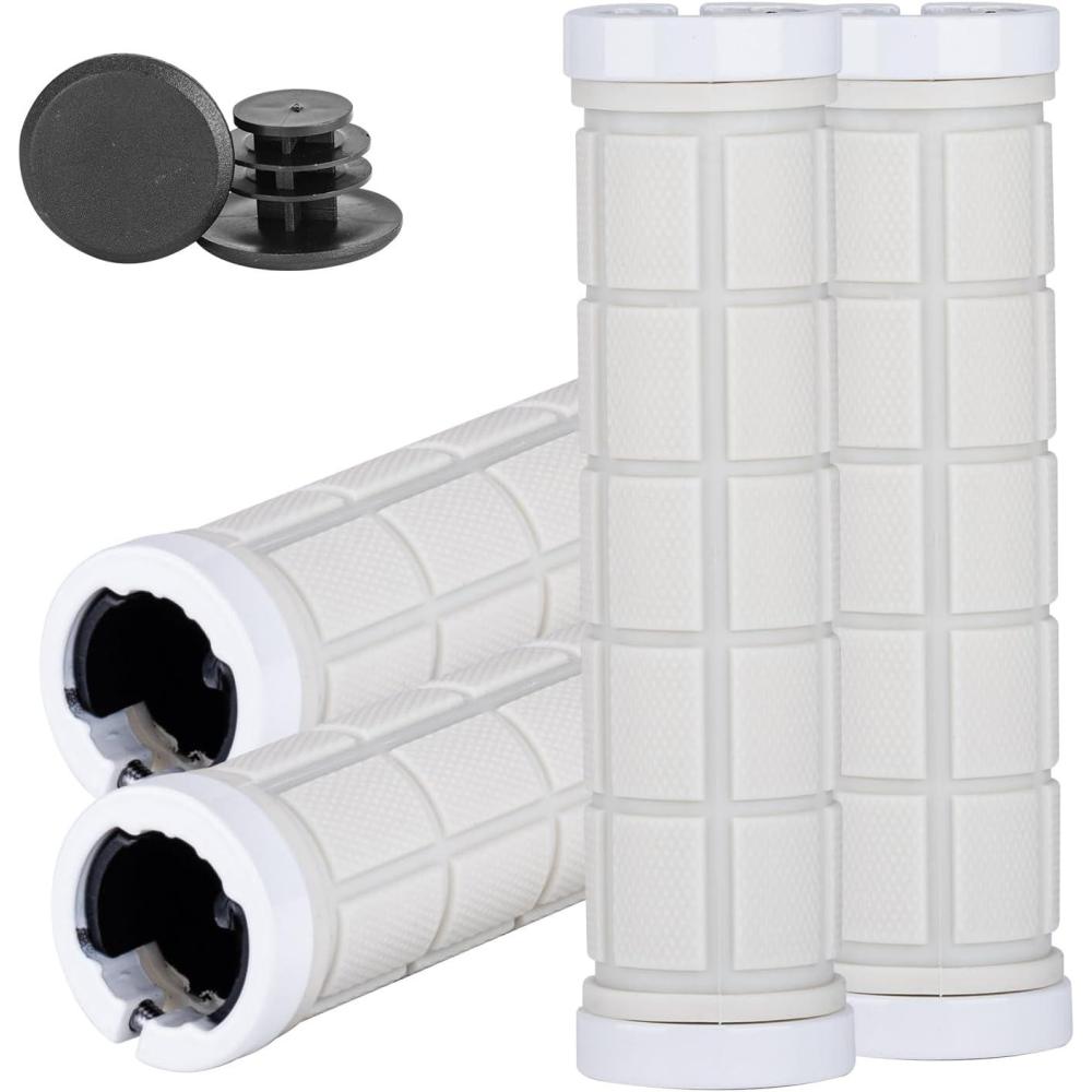 imageROCKBROS 4pcs Bike Handlebar Grips Double Lock On Comfortable AntiSlip for Mountain BMX Scooter Beach Cruiser amp Folding Bikeswhite