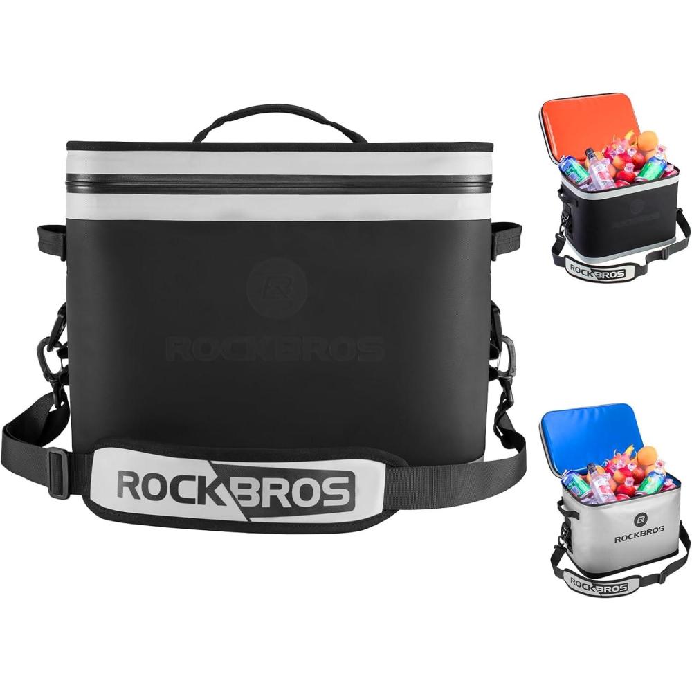 imageROCKBROS Backpack Cooler Waterproof 30 Can Large LeakProof Cooler Bags Insulated Portable Soft Sided Cooler for Ice Beer Drink Travel Fishing Beach Golf Picnic Camping GiftsBlack