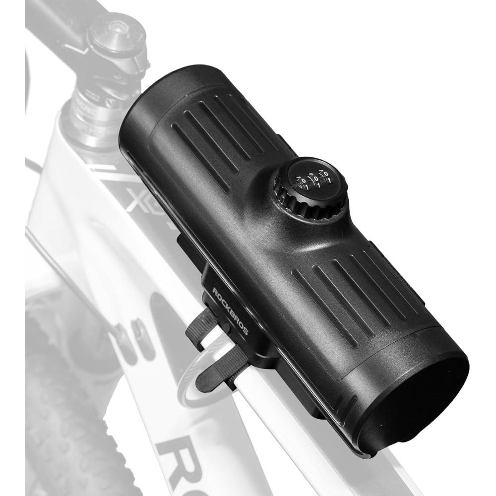 imageROCKBROS Bike Frame Bag Password Storage Box Plastic Hard Shell Key AntiTheft Steel CableScrews Installation Firm Fixed Equipment Universal for Gravel MTB Road Racing CyclingBlack