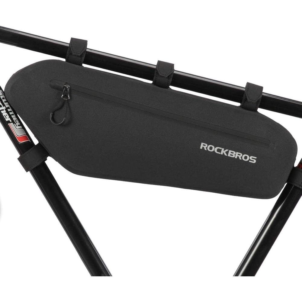 imageROCKBROS Bike Frame Bag Waterproof Bike Triangle Bag Bicycle Under Top Tube Bag Corner Pouch Storage Bag Approx 3 Litres for Cycling Accessories4L
