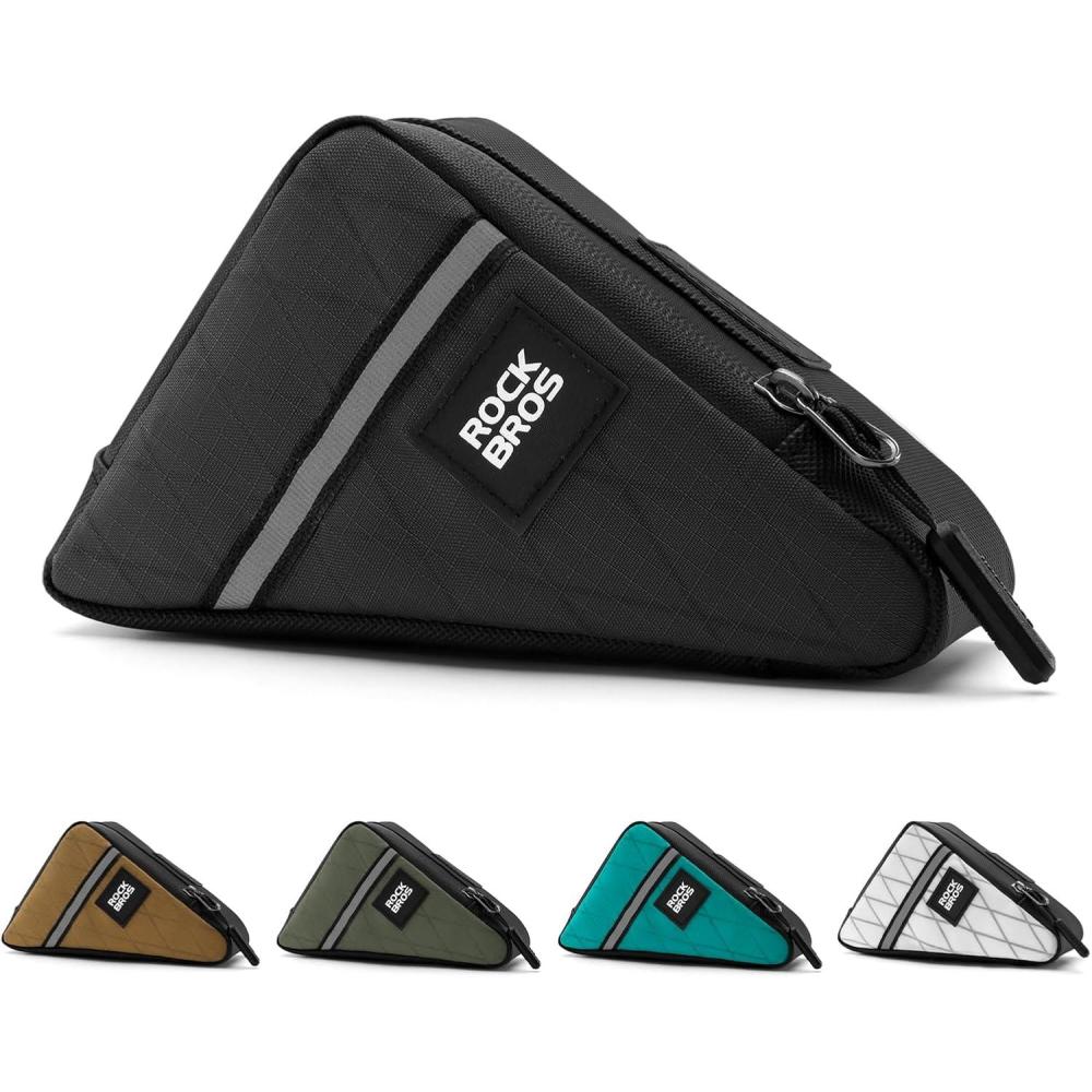 imageROCKBROS Bike Frame Pouch Triangle Bag Waterproof Small Bicycle Bag for Boys Girls Men Women Road amp Folding Bike AccessoryBlack