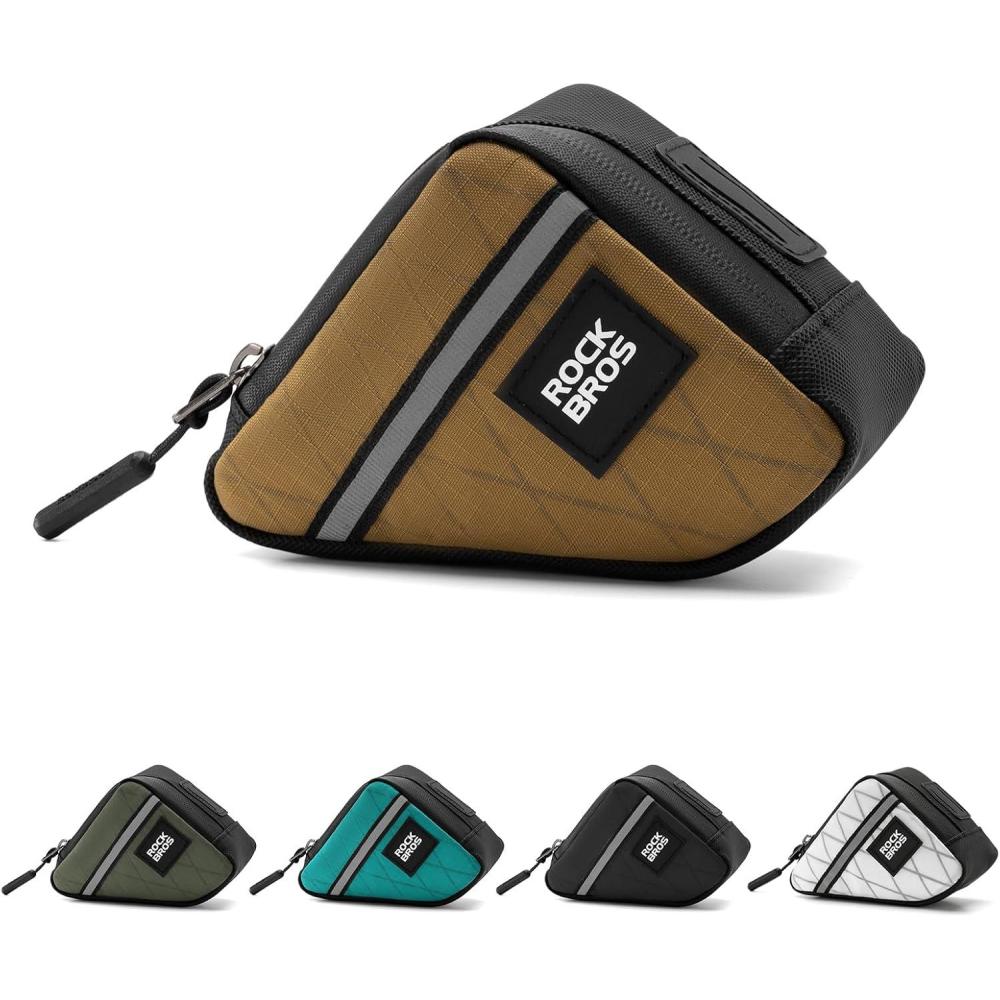 imageROCKBROS Bike Frame Pouch Triangle Bike Pouch Waterproof Small Bicycle Accessories for Boys Girls Men Women Universally Compatible with Road Bikes Brompton Bikes Folding Bikes and Kids BikesKhaki