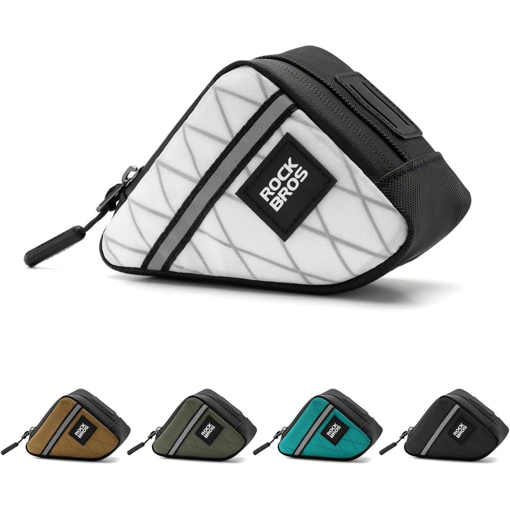imageROCKBROS Bike Frame Pouch Triangle Bike Pouch Waterproof Small Bicycle Accessories for Boys Girls Men Women Universally Compatible with Road Bikes Brompton Bikes Folding Bikes and Kids BikesWhite