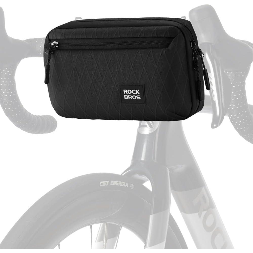 imageROCKBROS Bike Handlebar Bag 21L Large Capacity Bike Front Bag Quick Release Handlebar Bags for Bicycles Scooters Multifunctional Shoulder Waist BagBlack