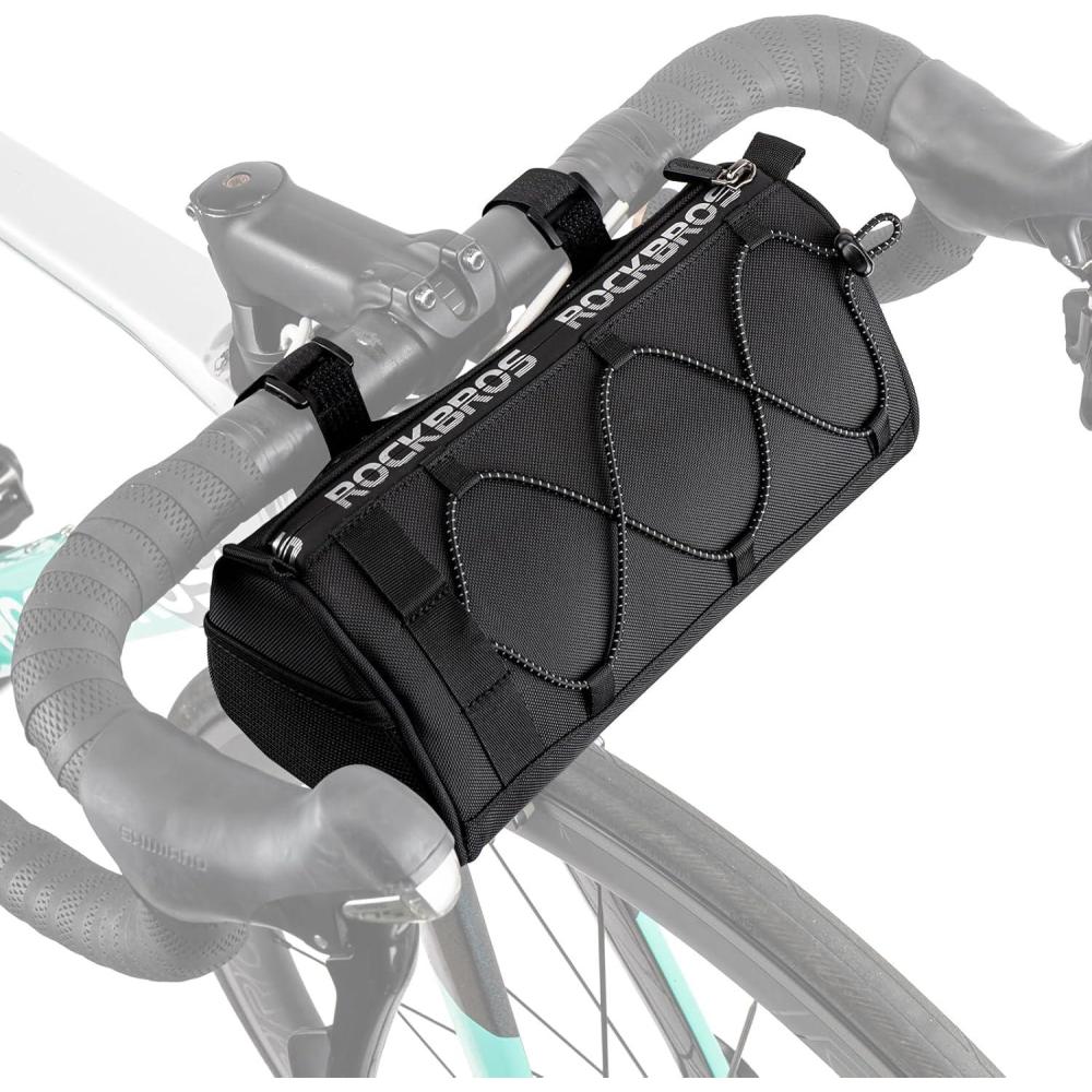 imageROCKBROS Bike Handlebar Bag with 15L Large Capacity Bike Bag Front Handlebar for Bicycles Reflective Bike Accessory Bags for MTB Road Bikesblack