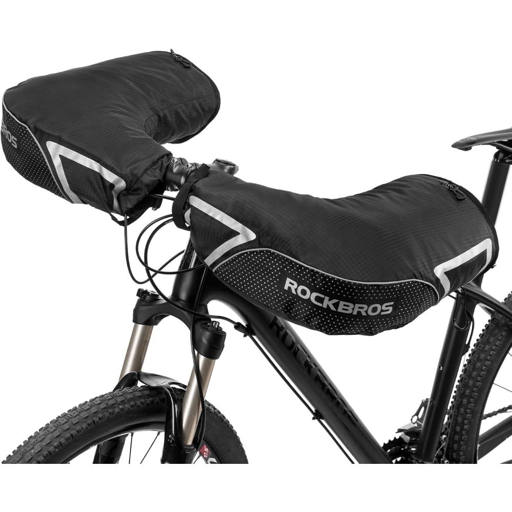 imageROCKBROS Bike Handlebar Mittens Winter Extreme Cold Weather Mountain Commuter MTB Fat Bike Bar Covers Cyclist Pogies Mitten
