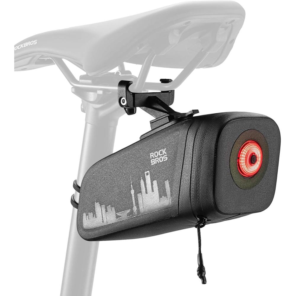 imageROCKBROS Bike Saddle Bag with Night Riding Taillight and Brake Sensor Waterproof Road amp Mountain Bike