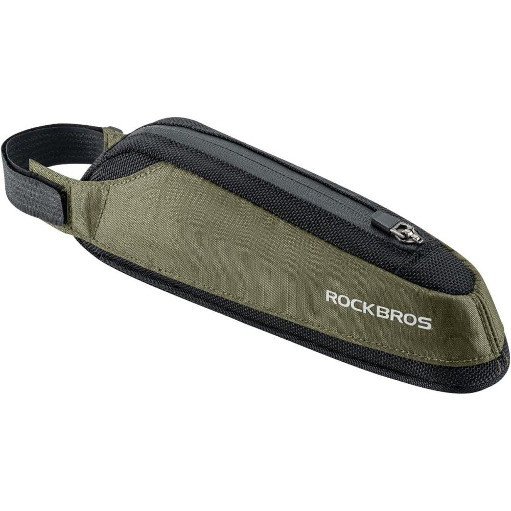 imageROCKBROS Bike Top Tube Bag Bike Frame Bag Bike Triangle Bag Small Aerodynamic Bag for Triathlon and Gravel BikesGreen