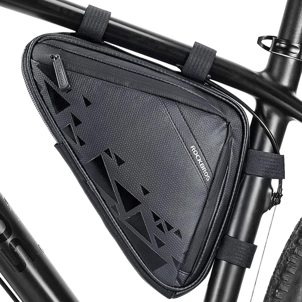 imageROCKBROS Bike Triangle Frame Bag Bike Triangle Bag with Two Side Pockets 15LBlack Blue