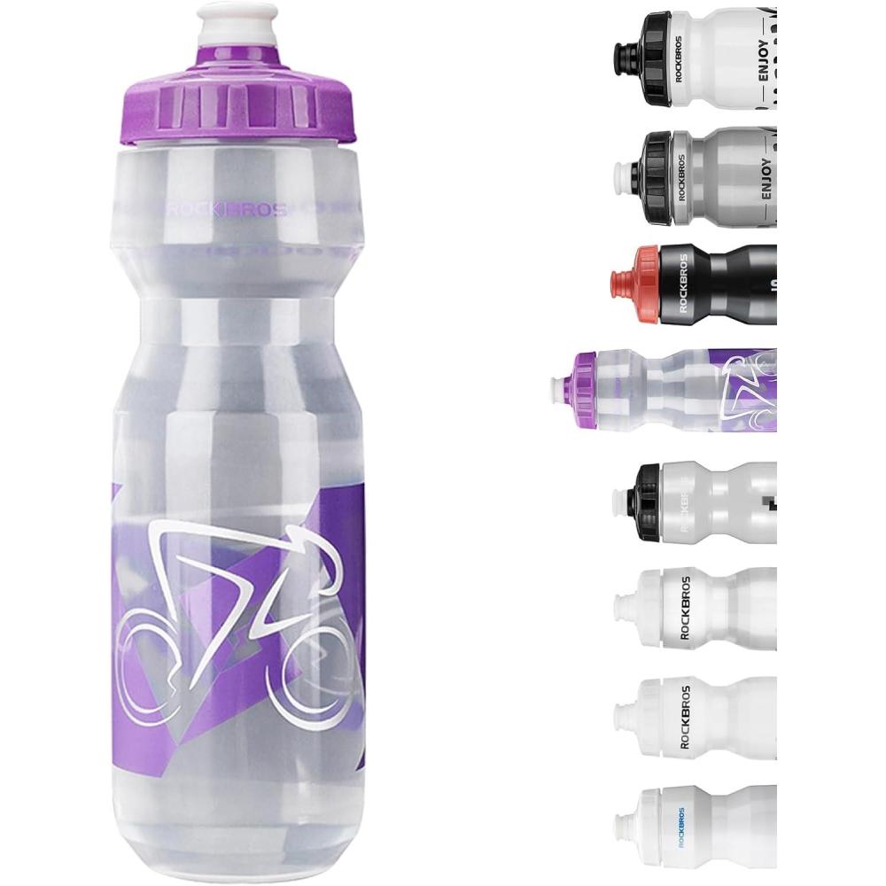 imageROCKBROS Bike Water Bottle 20oz25oz Squeeze Cycling Water Bottle BPA Free Leak Proof Sports Water Bottle with Dust Cover for Bicycle Running Gym Outdoor25oz Purple Transparent