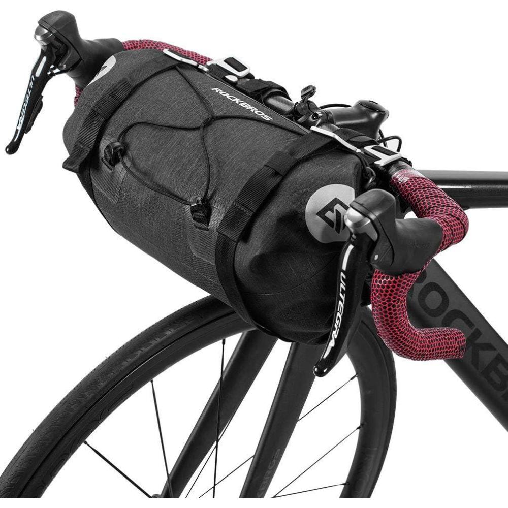 imageROCKBROS Bikepacking Bike Handlebar Bag 7L14L Waterproof Large Dry Pack Bicycle Front Bag Roll for MTB Mountain Road Dropbar Bikes Bar