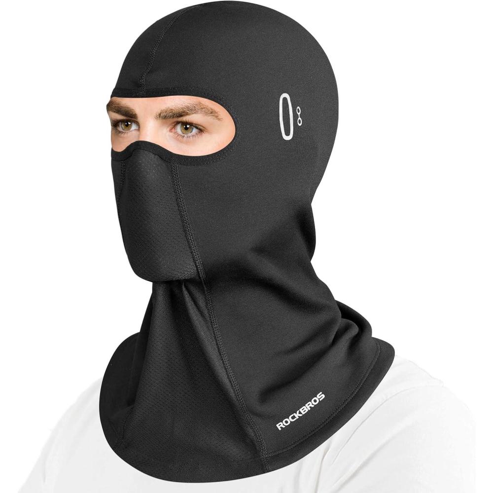 imageROCKBROS Cold Weather Balaclava Ski Mask for Men Windproof Thermal Winter Scarf Mask Women Neck Warmer Hood for CyclingBlack