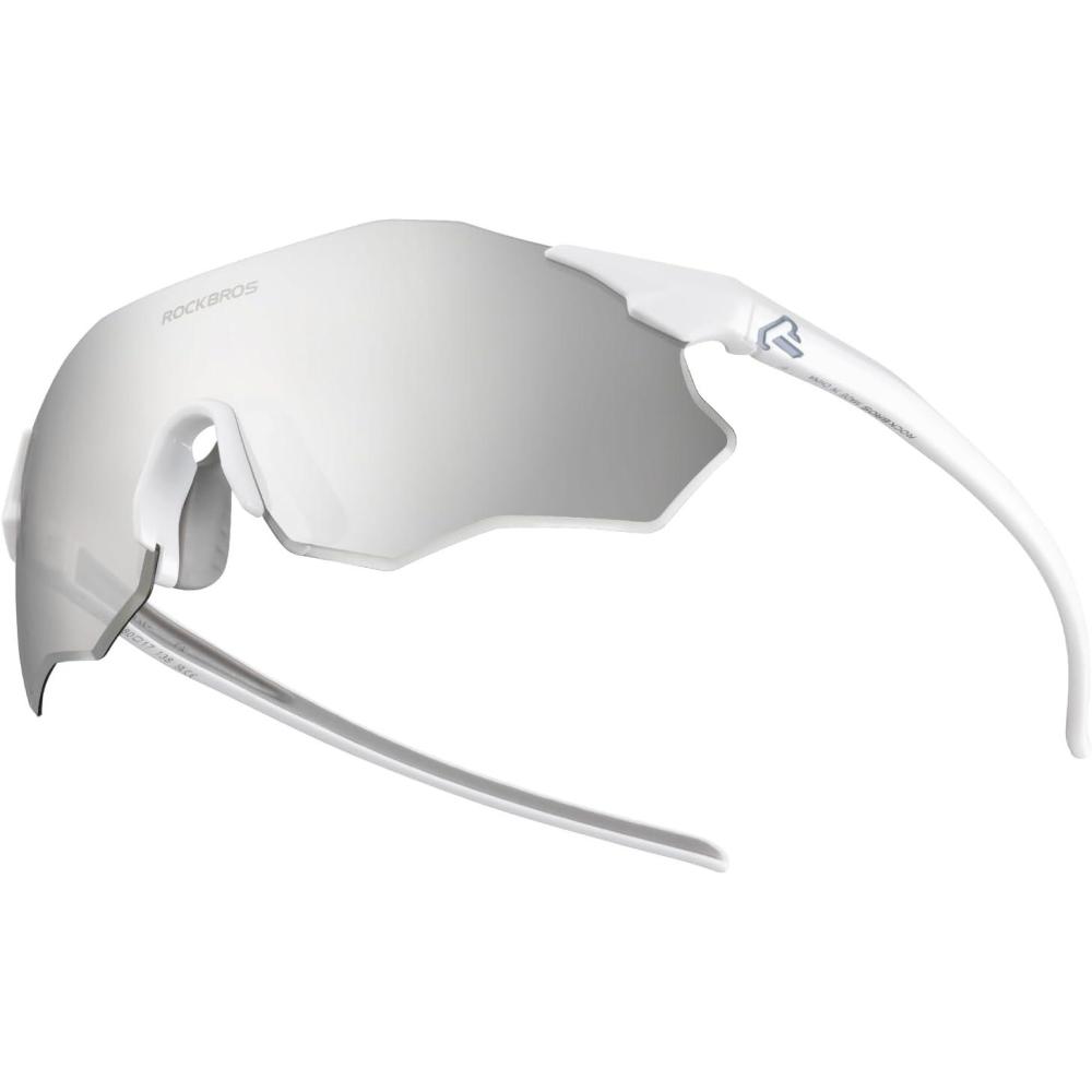 imageROCKBROS Cycling Glasses Outdoor Frameless Photochromic Sports Running Windproof Glasses Bicycle Equipment Men and WomenBright WhiteLight Silver