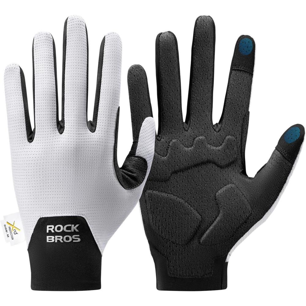 imageROCKBROS Cycling Gloves for Men Women XRD Shock Absorbing Bicycle Riding AntiSlip Breathable Full Finger UVSunProtection Gloves for RoadMountain amp Electric BikeEBike CommuterWhite