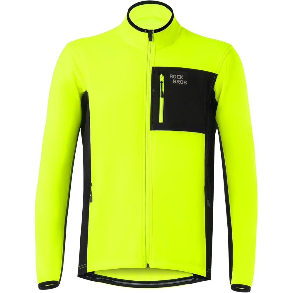 imageROCKBROS Cycling Jackets for Men Winter Warm UP Thermal Bike Jackets Breathable Windproof with 3 Pockets