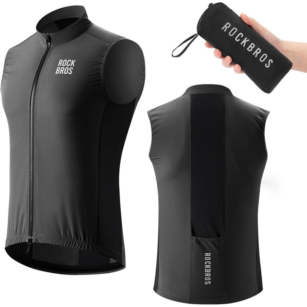 imageROCKBROS Cycling Vest Jcaket Running Hiking Vest for Men and Women cycling gilet WindproofBreathable
