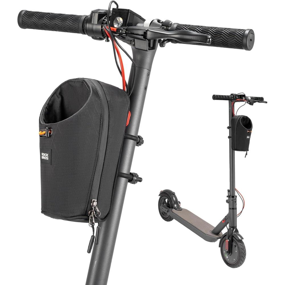 imageROCKBROS Electric Scooter Bag Bike Handlebar Bag with External Water Bottle Holder Proprietary Magnetic Snap 15L Storage Bag for Electric Scooters Ebike and Folding Bicycles BlackBlack